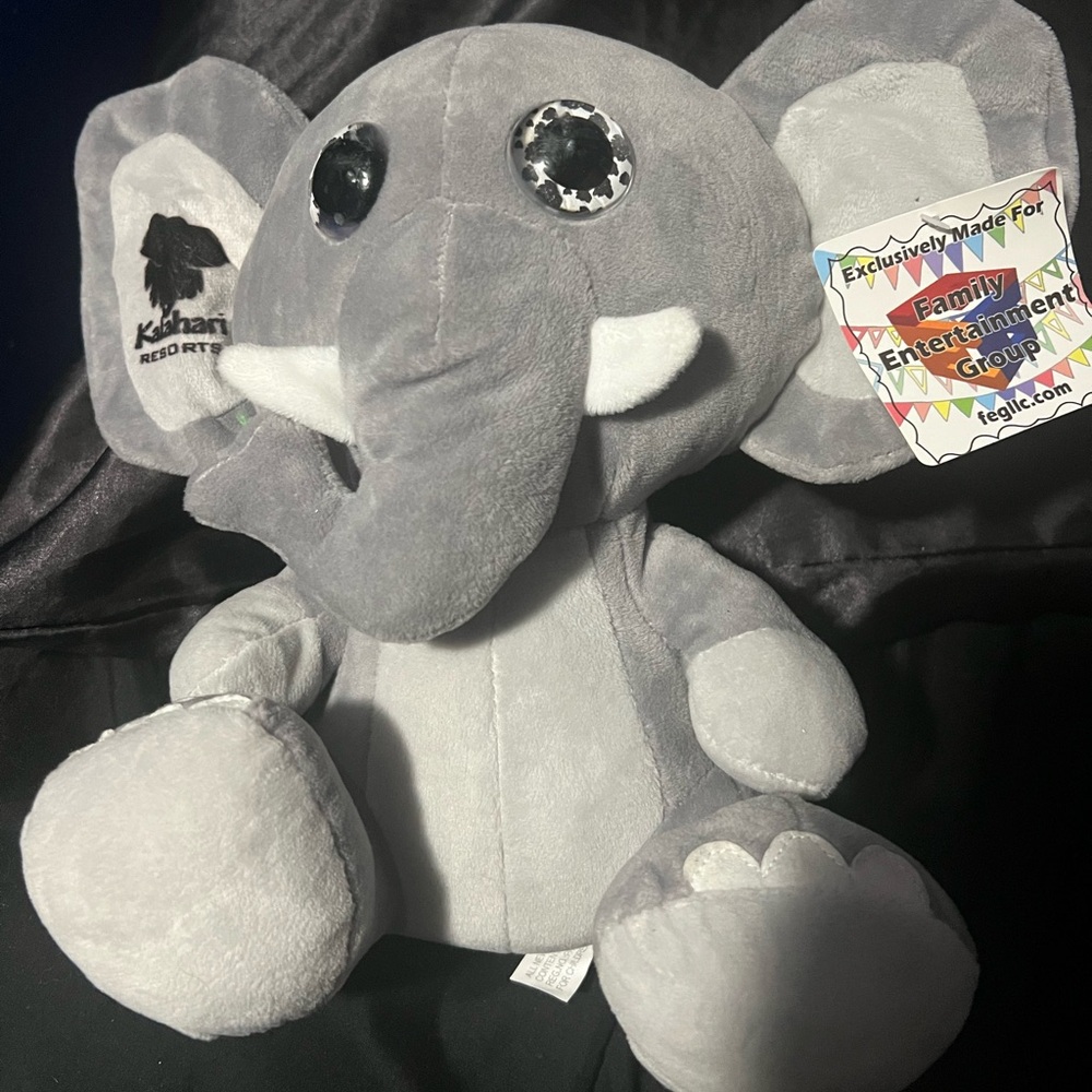 gray stuffed animal elephant from Kalahari Resorts